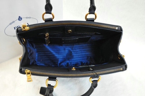 2014 Prada original grained calf tote bag BN2420 dark blue - Click Image to Close